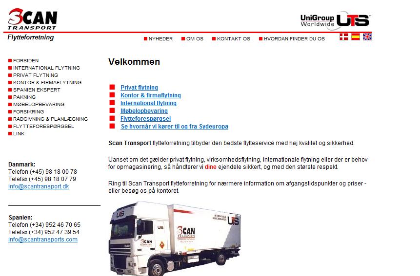Scantransport-hjemmeside